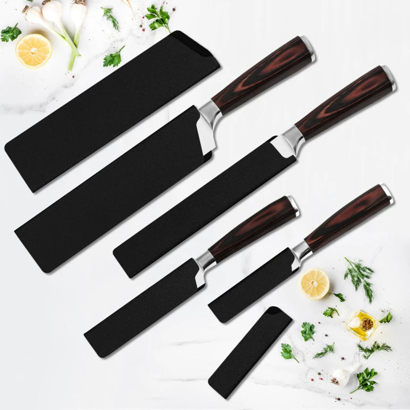 1/4PCS Kitchen Knife Sheath Black Knives Edge Protector Universal Cover Fit For 3.5''/5''/8'' Slicing Chef Fruit Knives Guard