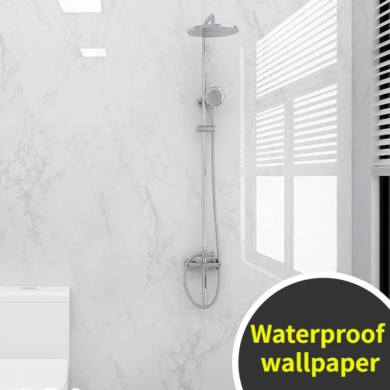 Wallpaper Roll with 10 Meters Waterproof Mould Proof Stickers Bathrooms Kitchen Renovation Marble Self-adhesive Home Decor