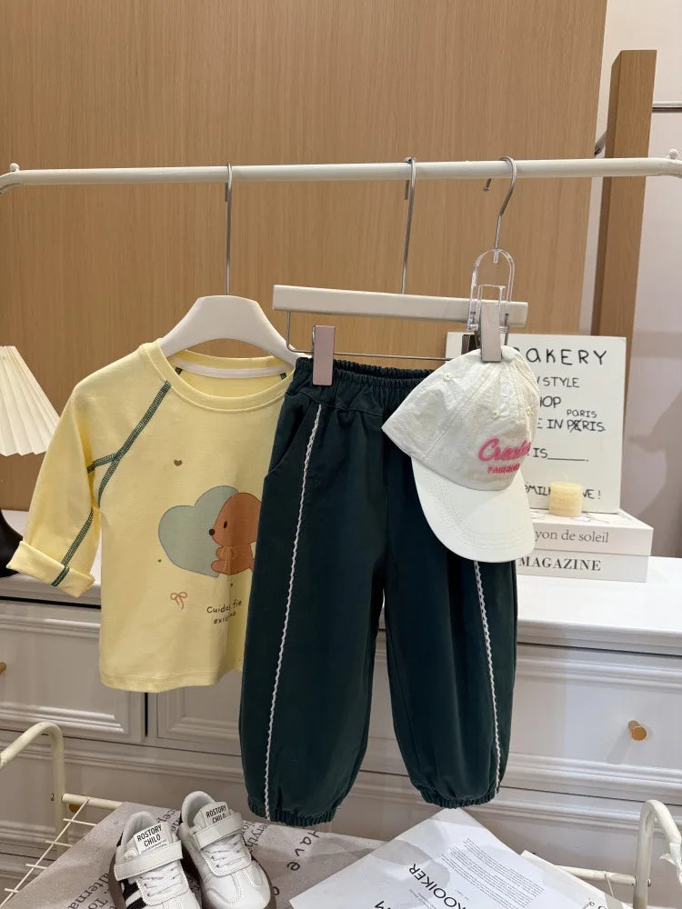 Girls Warm Pant 2026 Spring Autumn and Winter New Korean Children Girls Elegant Lace Loose Casual Tight Pants
