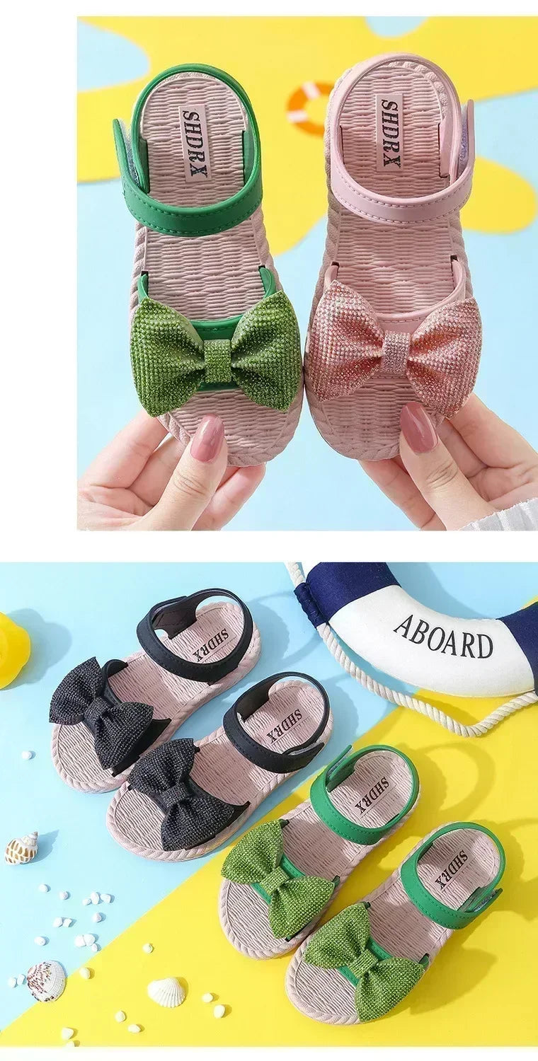 Girls Sandals Summer New Arrival Korean Style Big Kids Casual Flat Soft Sole Princess Shoes Versatile Little Girls Beach Sandals
