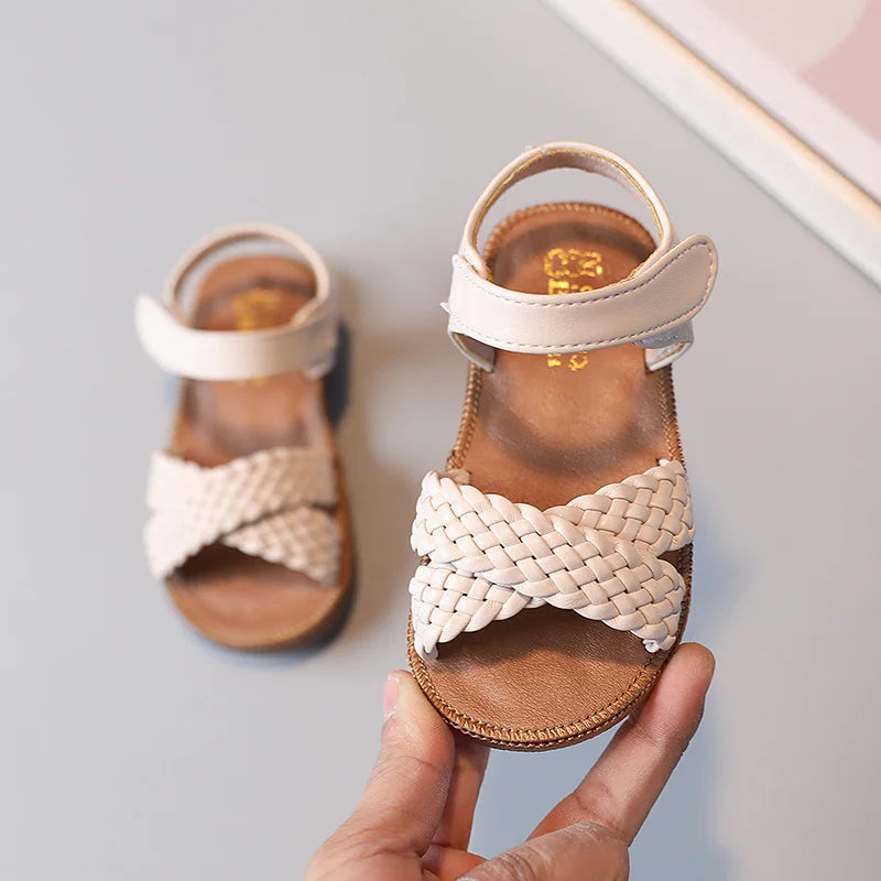Baby Gladiator Beach Sandals Flat Casual Breathable Weave Roman Shoes Summer Kids Shoes 2026 Beach Children Sandals Girls F02121