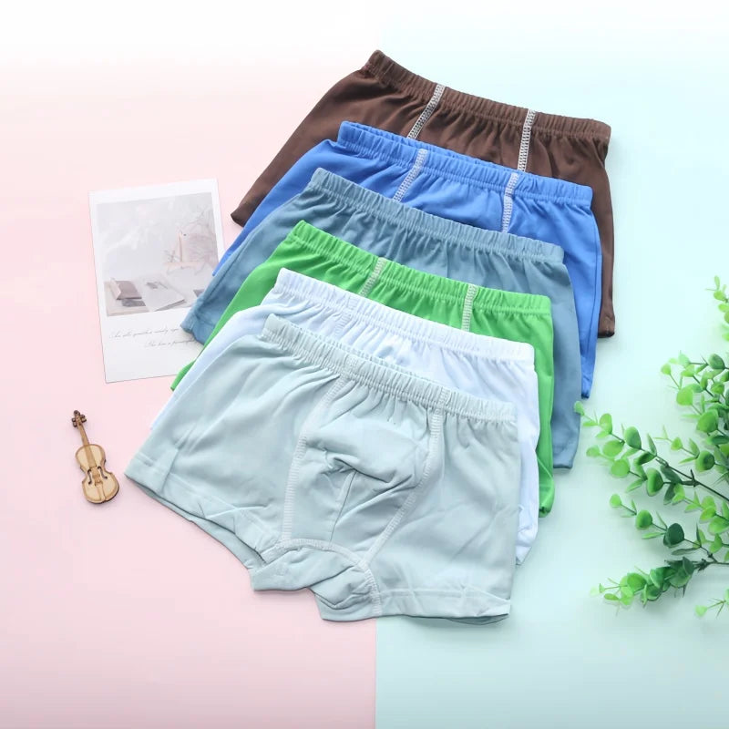 6pc Boys Boxer Solid Underwear Baby Panties Briefs Kids Panties for Children 2-10Years