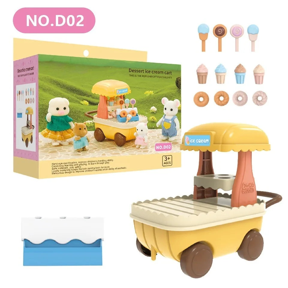Dollhouse Furniture Set Doll house Bathroom/Kitchen/Fridge/Washing Machine Laundry Kids Doll House Miniature Pretend Play Toys