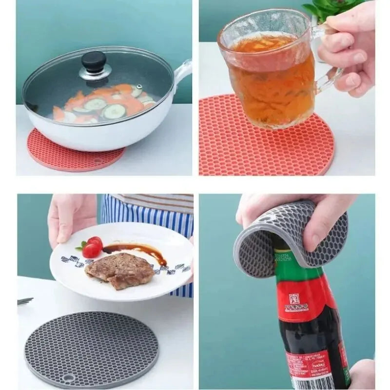 Round Resistant Rubber Mat Drink Cup Coasters Insulation Non Slip Pot Holder Thicken Table Placemat Kitchen Accessories