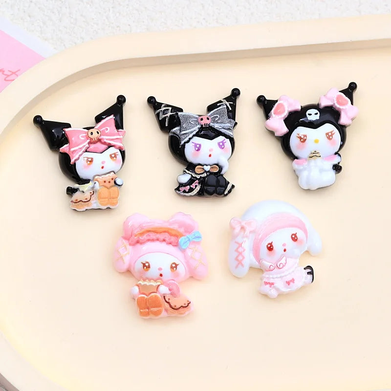 10 Pcs New Kawaii  Cartoon bow Anime Characters Resin Scrapbook Diy Jewelry Children Gift Hairpin Accessories A7