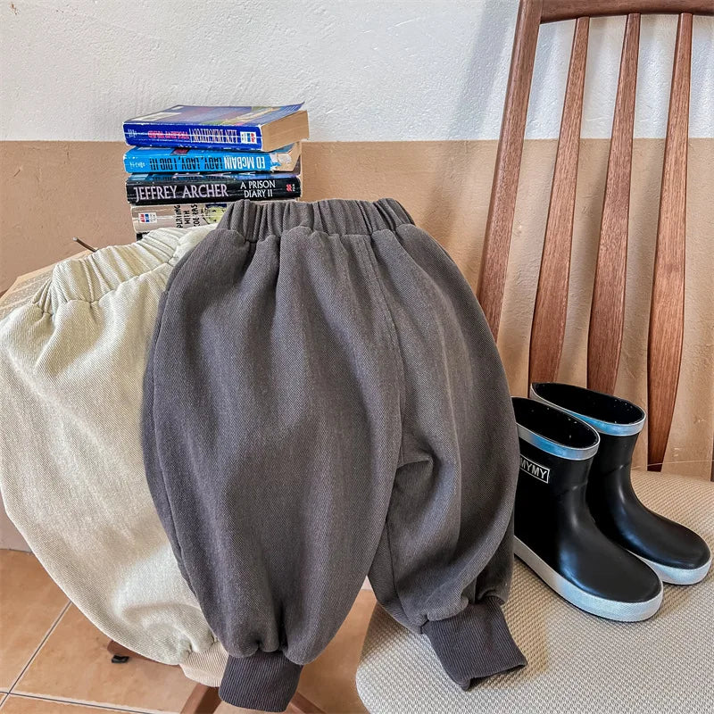 2026 Autumn New Girls Cotton Harem Pants Solid Children Loose Trousers Fashion Boys Casual Pants Loose Kids Clothes