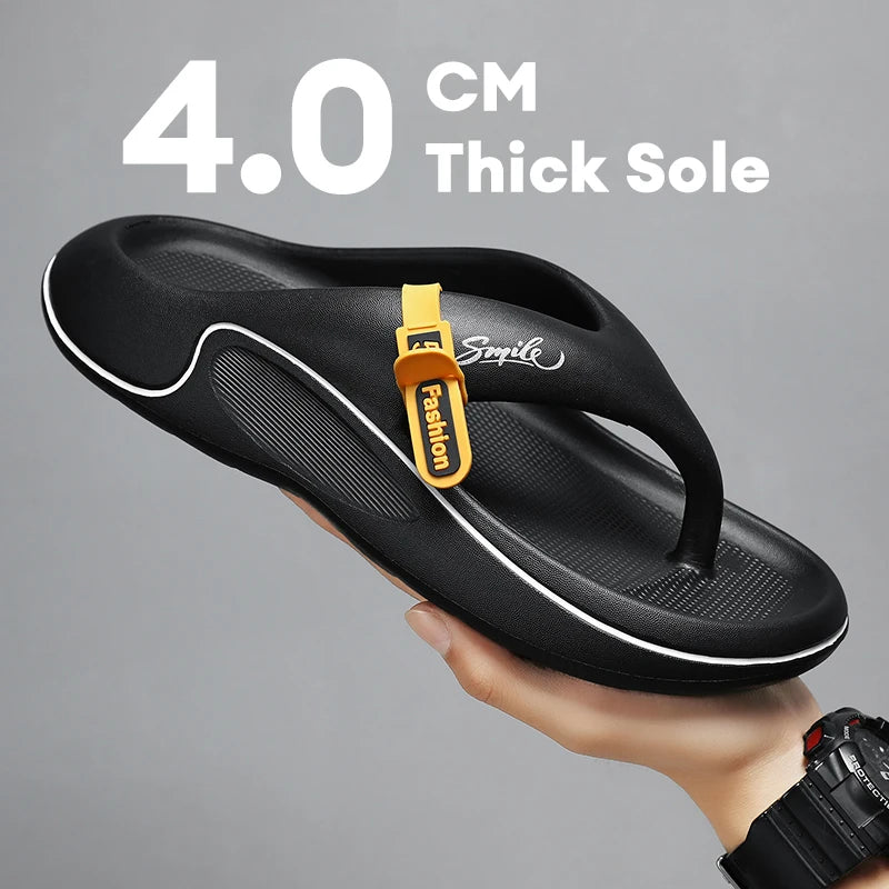 Men's flat slippers summer thick soft sole eva slippers outdoor beach sandals women's 45 non-slip comfortable bathroom slippers