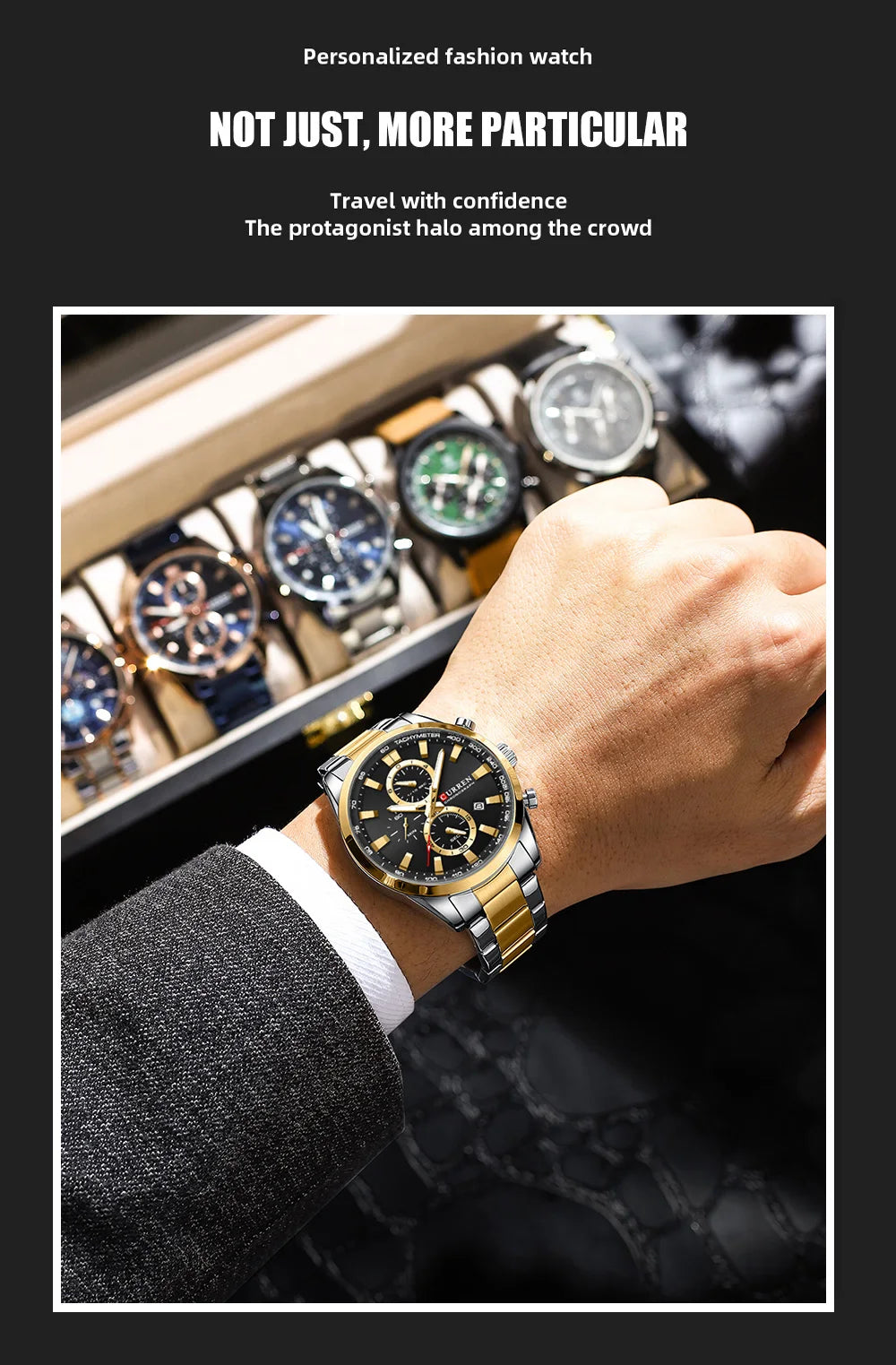 CURREN Casual Sporty Brand Stainless Steel Band Wristwatches for Men  Chronograph Quartz Watches with Date New 8445