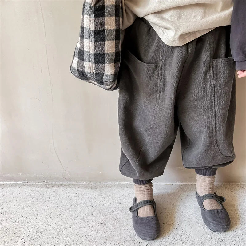 2026 Autumn New Girls Cotton Harem Pants Solid Children Loose Trousers Fashion Boys Casual Pants Loose Kids Clothes