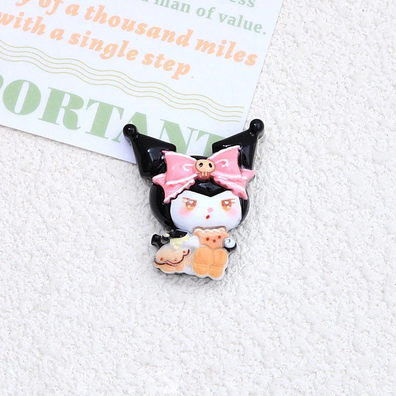 10 Pcs New Kawaii  Cartoon bow Anime Characters Resin Scrapbook Diy Jewelry Children Gift Hairpin Accessories A7