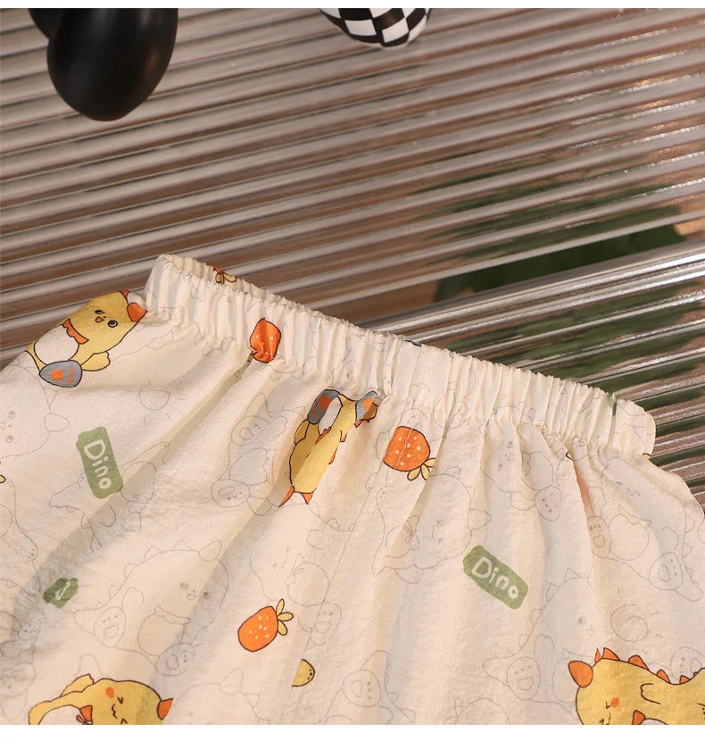 Kid Cute Cartoon New Sleepwear 2pcs Toddler Children Homewear Pajamas Thin Spring Summer Boys Girl Air Conditioning Clothing