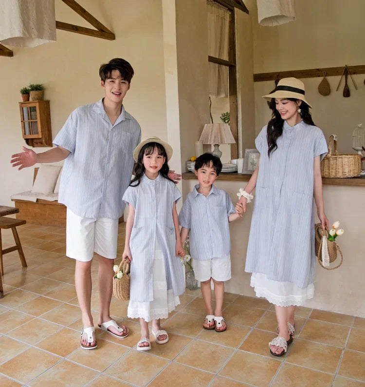 Holiday Look Summer Family Matching Clothing for Couples Mother Father and Son Daughter Clothes Fashion Mom and Children Outfits