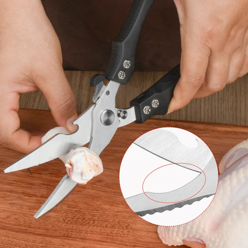 Utility Kitchen Scissors Plastic Handle Stainless Steel Blade Ultra Sharp Strong Scissors Slicing Fish Chicken Meat Scissorses