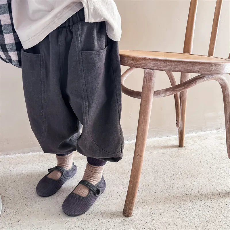 2026 Autumn New Girls Cotton Harem Pants Solid Children Loose Trousers Fashion Boys Casual Pants Loose Kids Clothes