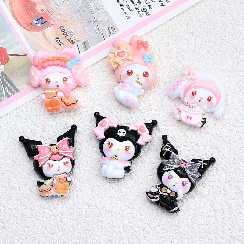 10 Pcs New Kawaii  Cartoon bow Anime Characters Resin Scrapbook Diy Jewelry Children Gift Hairpin Accessories A7