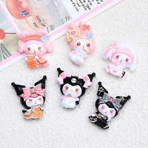 10 Pcs New Kawaii  Cartoon bow Anime Characters Resin Scrapbook Diy Jewelry Children Gift Hairpin Accessories A7