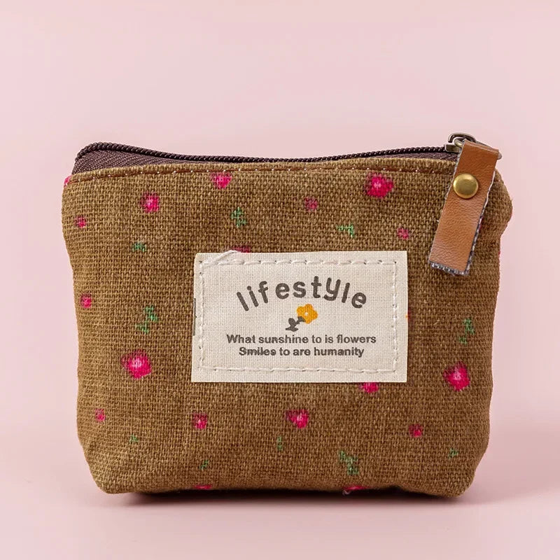 Fashion Kawaii Coin Purse Canvas Mini Floral Clutch Purse Women Girls Kids Cheap Coin Pouch Change Purses Clutch Bags Wholesale