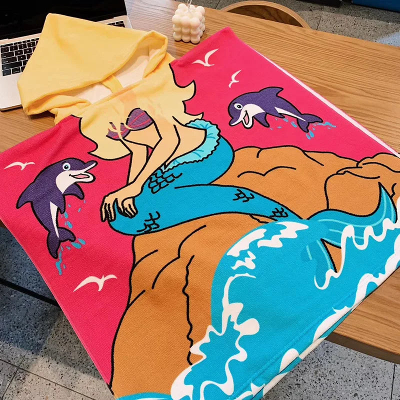 Unicorn Bathrobes for Children Baby Kids Cartoon Beach Towels Kids Bath Stuff Poncho Toddler Newborn Wrap Blanket Baby Bath Robe
