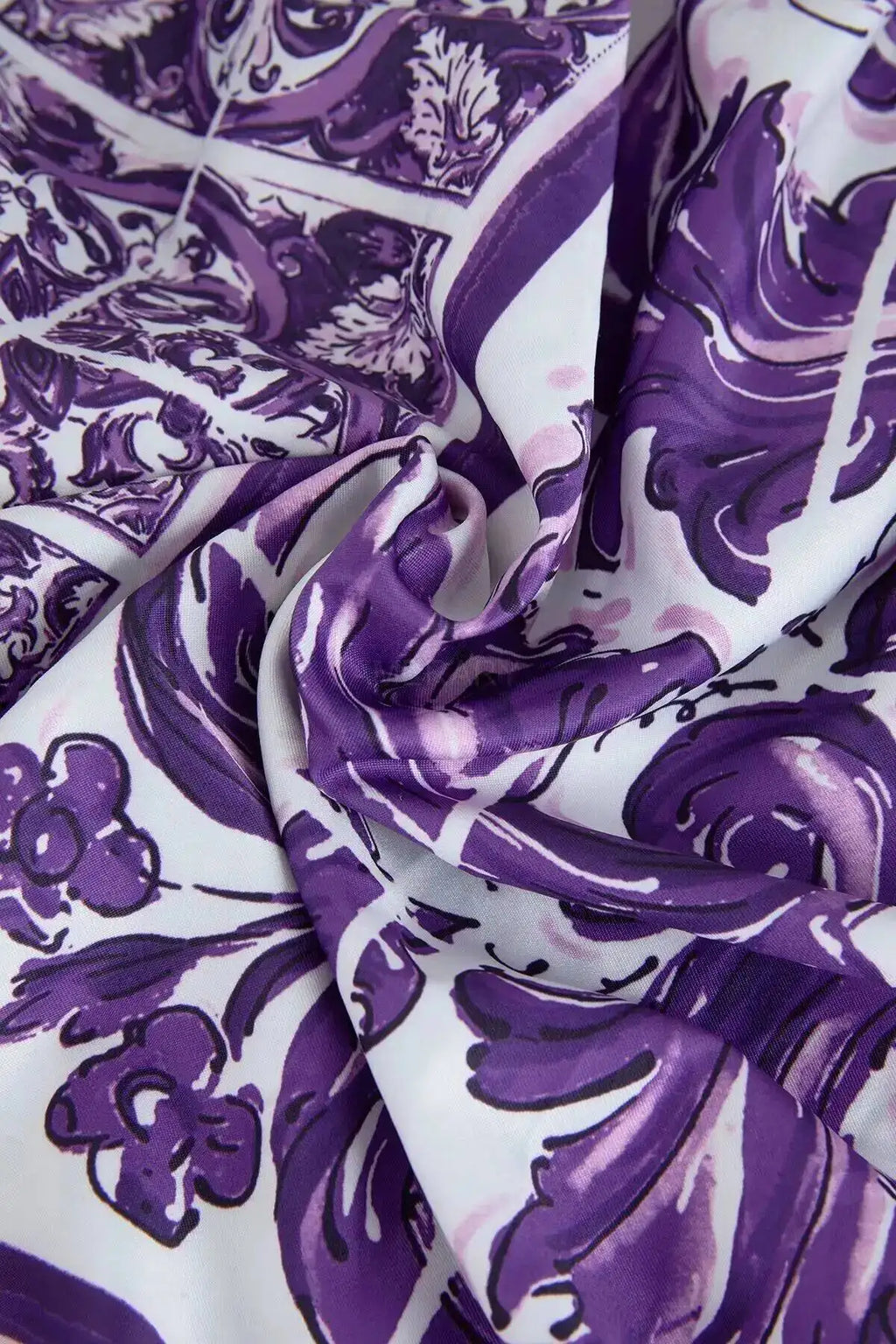 Fashion Summer Floral Long Dress Women Purple Porcelain Print Midi Dresses Shirt Single Breasted Office Lady Work Holiday Runway