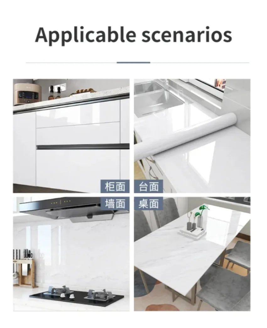 Wallpaper Roll with 10 Meters Waterproof Mould Proof Stickers Bathrooms Kitchen Renovation Marble Self-adhesive Home Decor