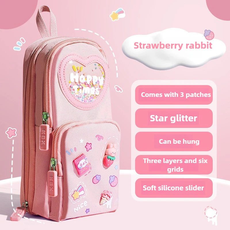 High Appearance Cute Cartoon Shaped Handheld Pencil Case with Large Capacity and Dirt Resistant Stationery Storage Bag