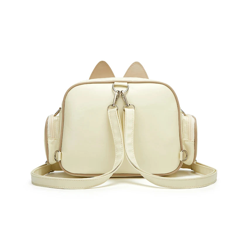 Fashion College Style Female Small Ita Bag Cat Backpacks for Women Leather Casual Lolita Jk Harajuku Shoulder Bag
