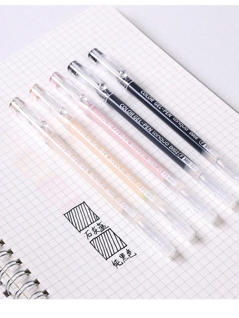 LANGUO Aesthetic Overlayable Skin Tone Gel Pens High-Capacity Art Journaling Replacement School Supplies Stationery