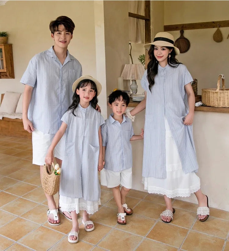 Holiday Look Summer Family Matching Clothing for Couples Mother Father and Son Daughter Clothes Fashion Mom and Children Outfits