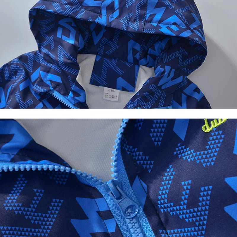 Teenagers Autumn Boys Jacket Hooded Zipper Fashion Spring Waterproof Children Outerwear Birthday Gifts 4-14 Years Kids Clothes