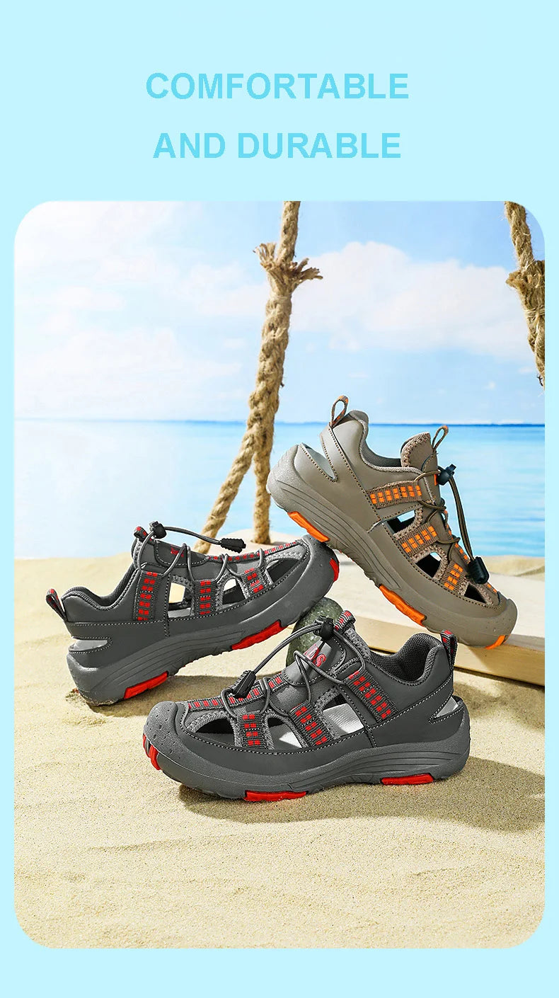 Boys Outdoor Sandals Brand Children Breathable Summer School Sports Shoes New Children's Soft Non-slip Beach Sandals Size 30-39