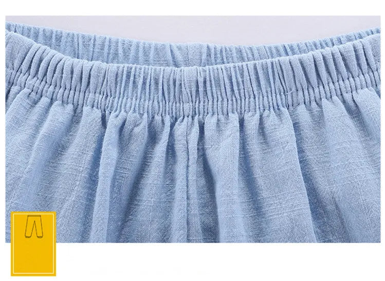 Children Trousers For Boys Girls Cotton Linen Elastic Waist Solid Color Summer Mosquito Pants Kids Clothing Long Pants 100-160cm