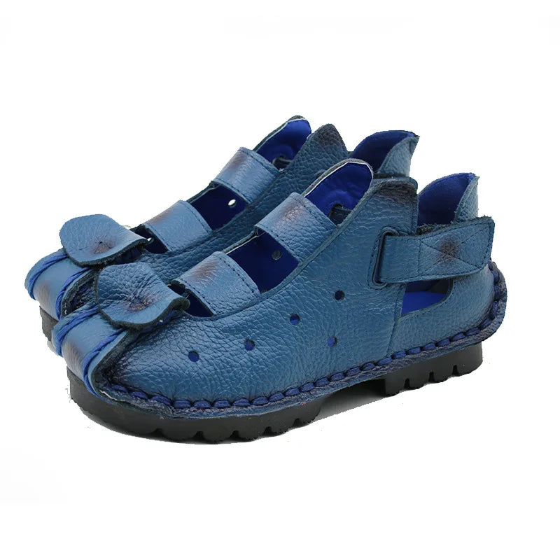 GKTINOO 2026 Summer Soft Bottom Flat Genuine Leather Women Shoes Personality Leisure Women Sandals Retro Handmade Sandals sapato