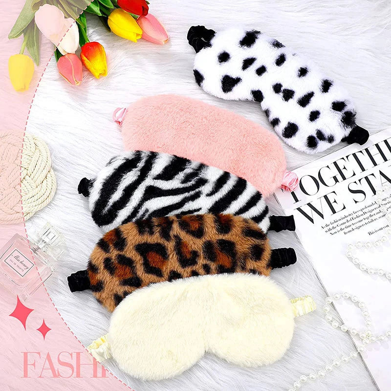 Soft Plush Sleeping Mask Cute Rabbit Fur Blindfold for Nap Eye Cover Health Sleep Aid for Men Women Students All Seasons