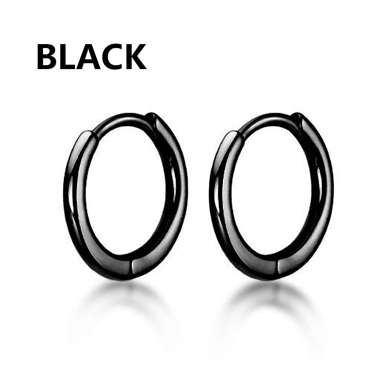 Black Punk Stainless Steel Women Men Hoop Earrings Small Trendy Round Cross Pendants Jewelry Accessories Earrings