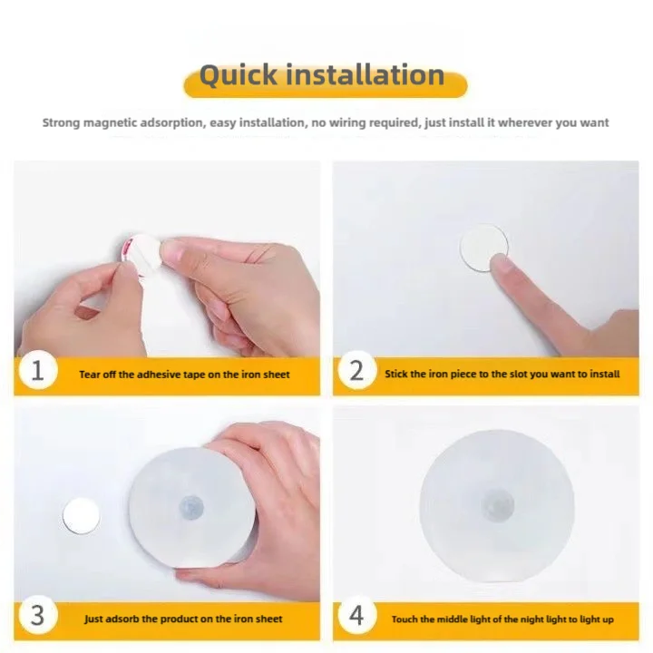 CY-LED night light with motion sensor, USB charging light for kitchen cabinets and ladders, wireless