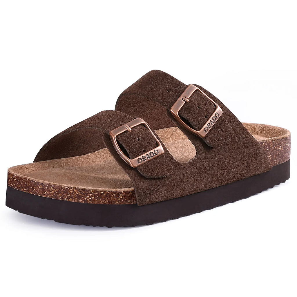 Kidmi Women's Genuine Suede Clogs Soft Footbed Leather Potato Shoes Comfort Slip On Clogs with Arch Support Fashion Home Slipper