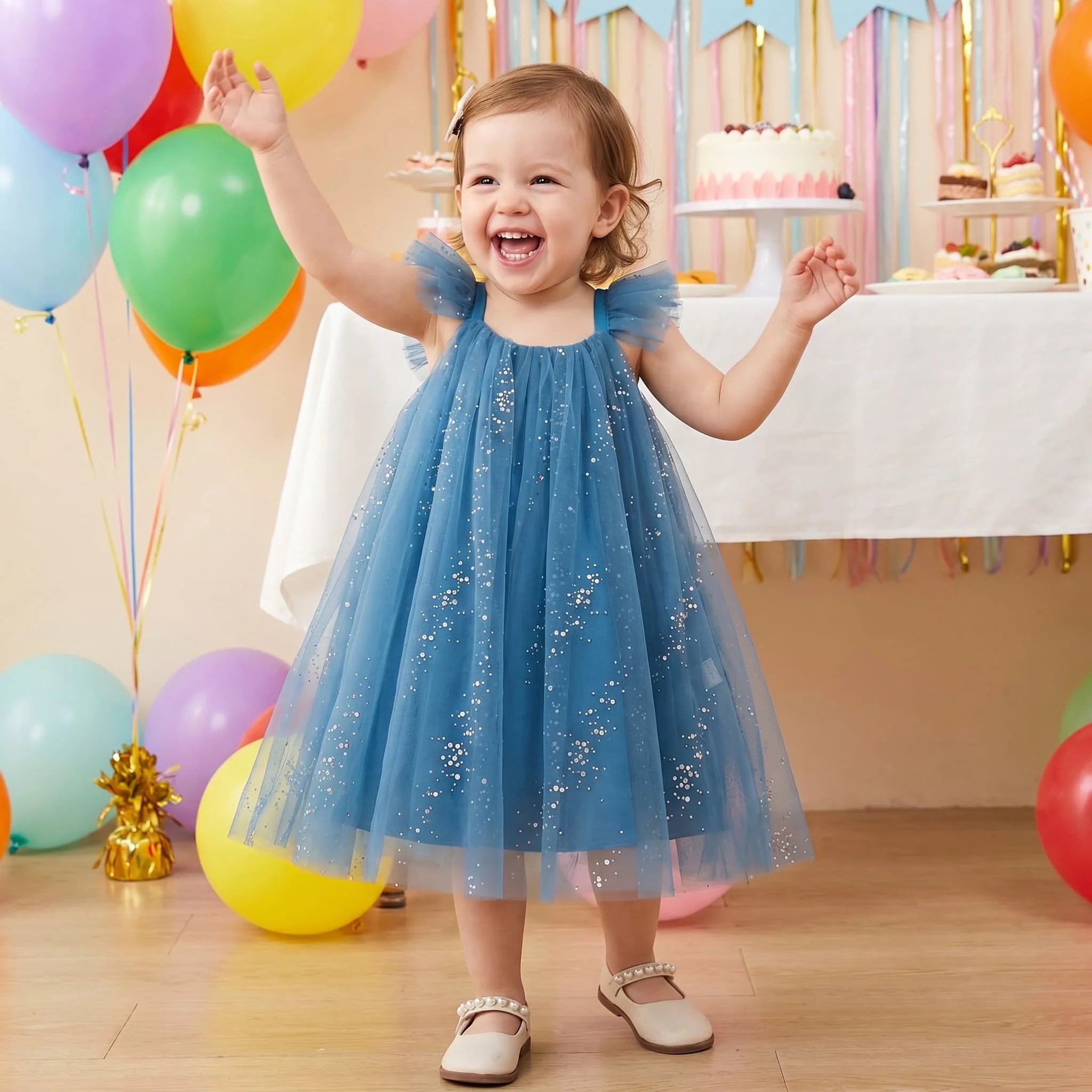 Sweet Baby Girl Birthday Party Evening Dress Children Summer Sleeveless Fairy Princess Gauze Dresses Fashion Toddler Kid Costume