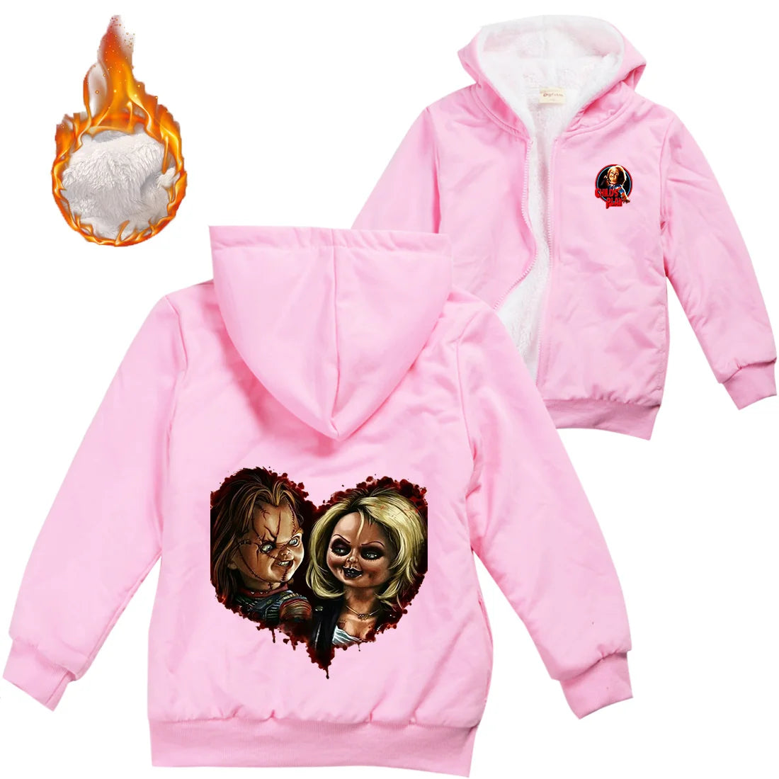 Child's Play Chucky Warm Winter Jacket For Boys Girls with Zipper Children Coat Thicken Hooded Sweater Kids Outerwear