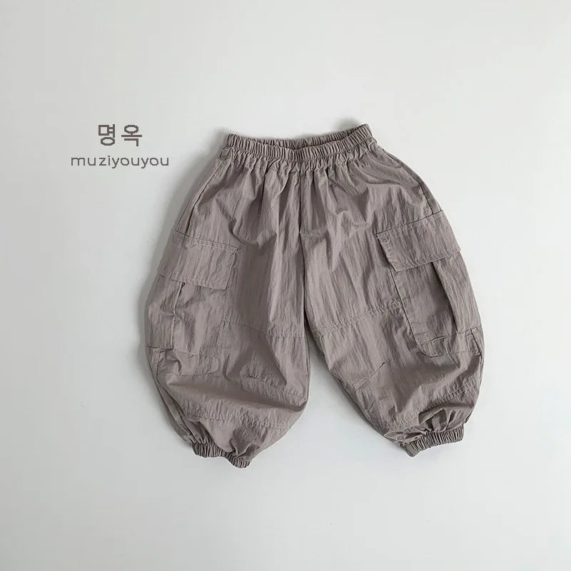 2025 Summer New Children Thin Mosquito Proof Pants Solid Girls Breathable Casual Pants Cotton Kids Boys Loose Cargo Pants