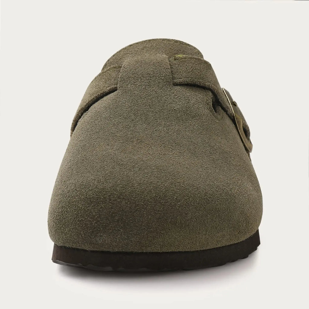Kidmi Women's Genuine Suede Clogs Soft Footbed Leather Potato Shoes Comfort Slip On Clogs with Arch Support Fashion Home Slipper