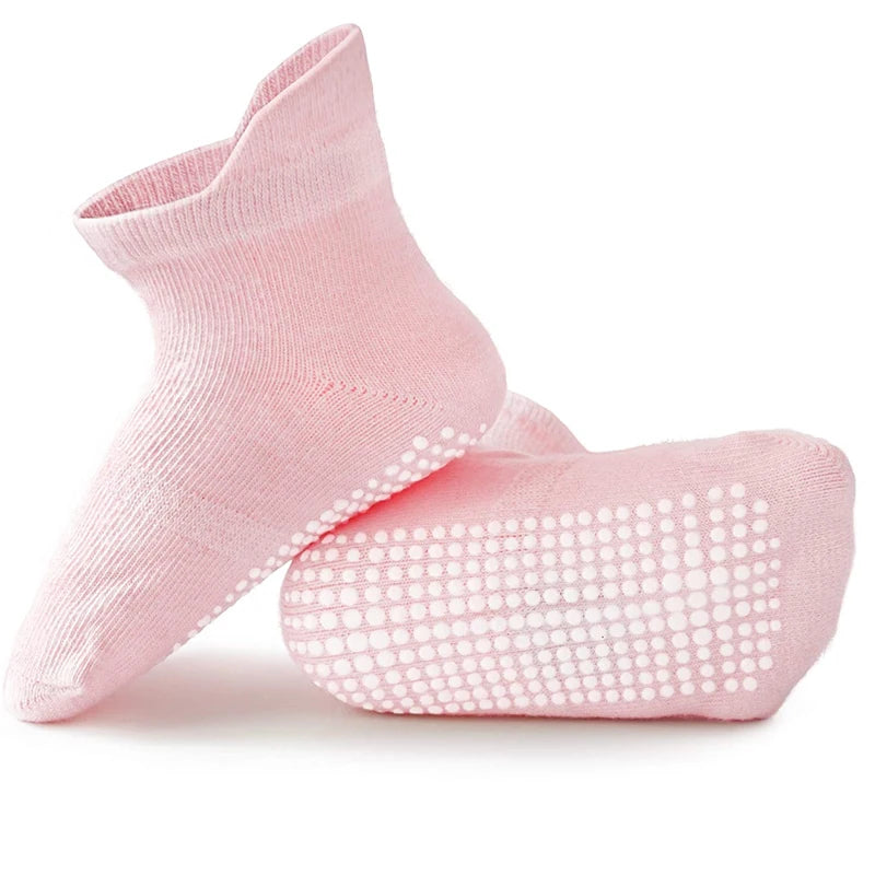 12 pairs  solid color dot glue anti-slip socks for toddlers, suitable for little girls and boys, infants, toddlers and children