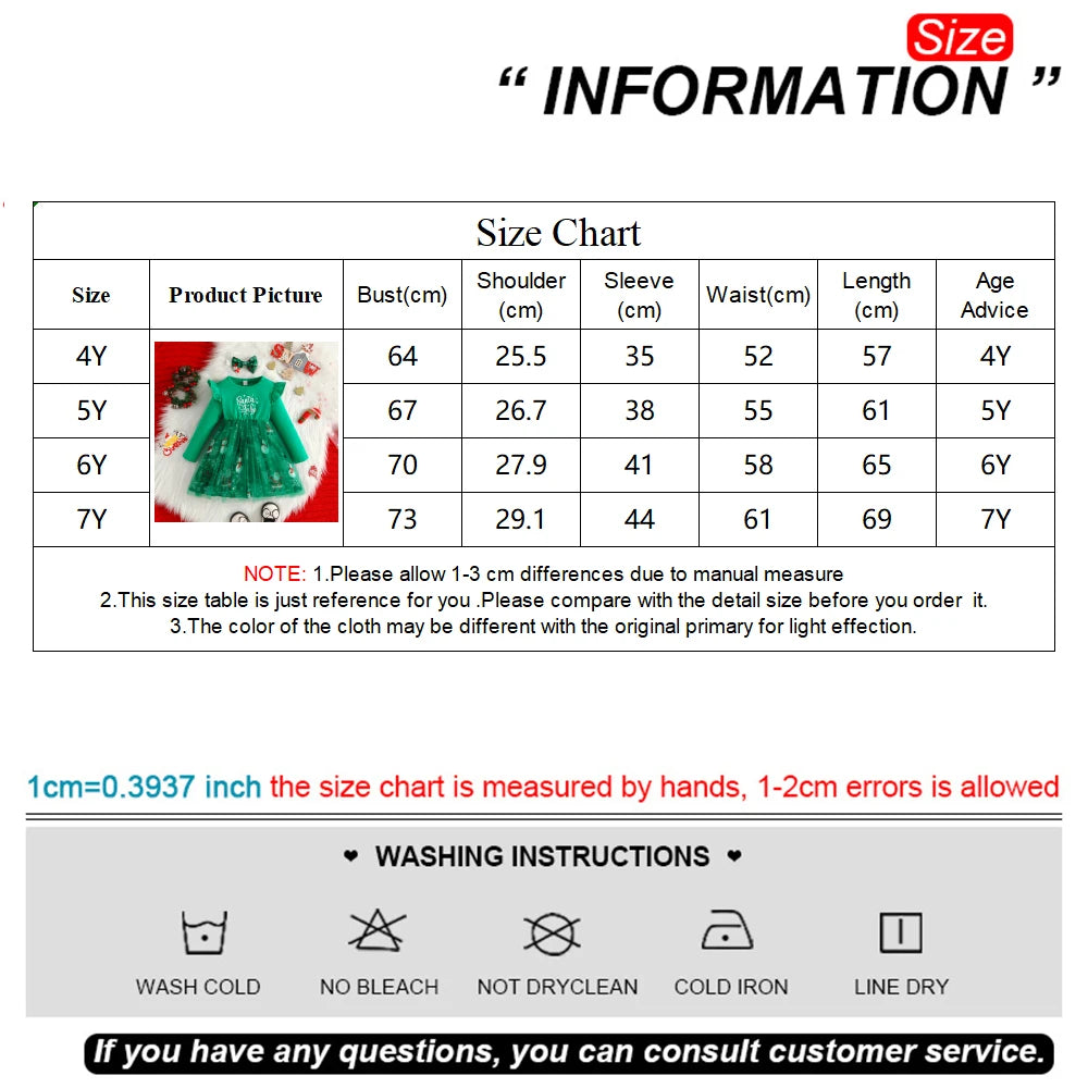 4-7Y Kids Christmas Dresses For Girls Bow Green Xmas Tree Hoodies Dress For New Year Kids Girl Evening Dress Festival Clothing
