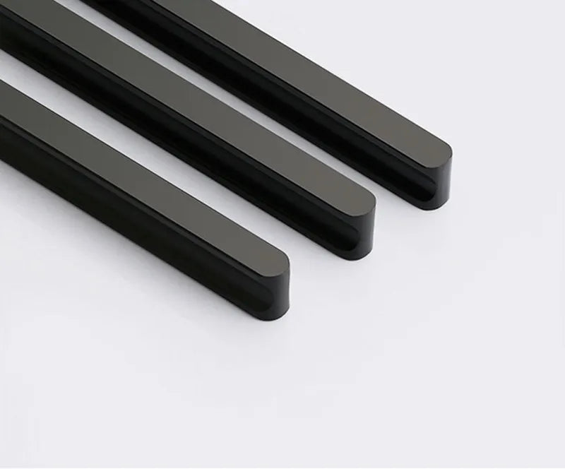 VARMSTUGA American Simple Black Aluminum Alloy Kitchen Cabinet Door Knobs and Handles Drawer Pulls Furniture Handle Hardware