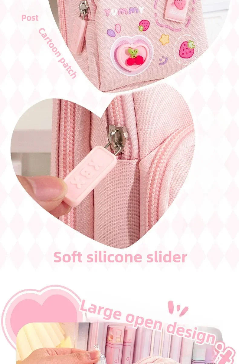 High Appearance Cute Cartoon Shaped Handheld Pencil Case with Large Capacity and Dirt Resistant Stationery Storage Bag
