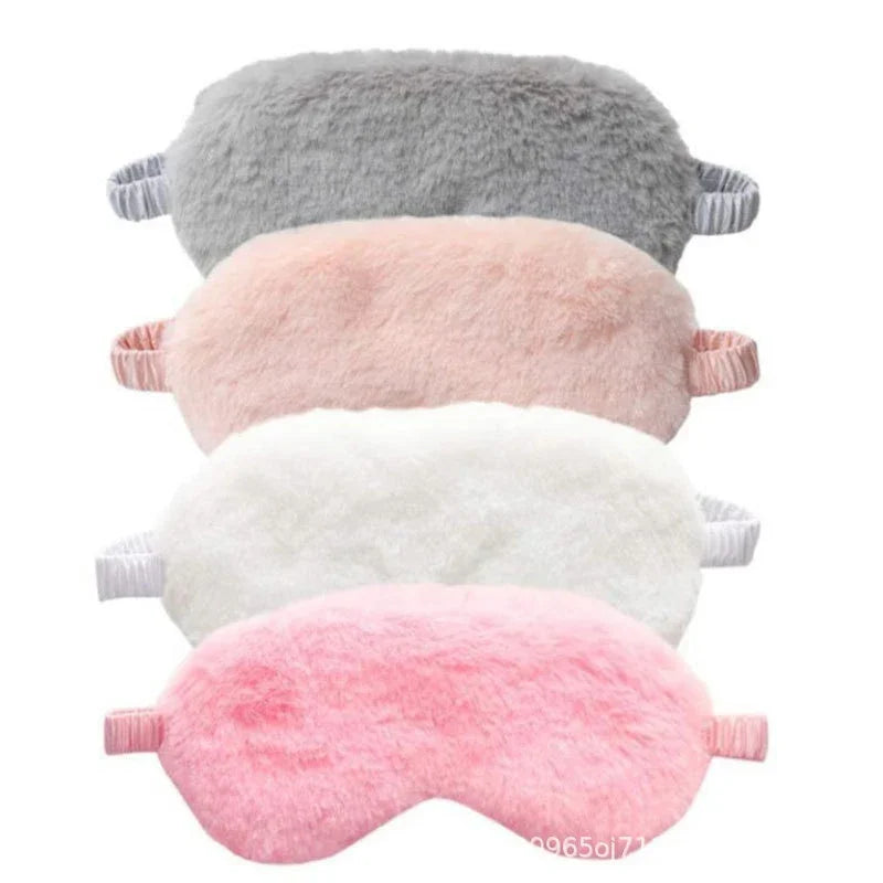 Soft Plush Sleeping Mask Cute Rabbit Fur Blindfold for Nap Eye Cover Health Sleep Aid for Men Women Students All Seasons