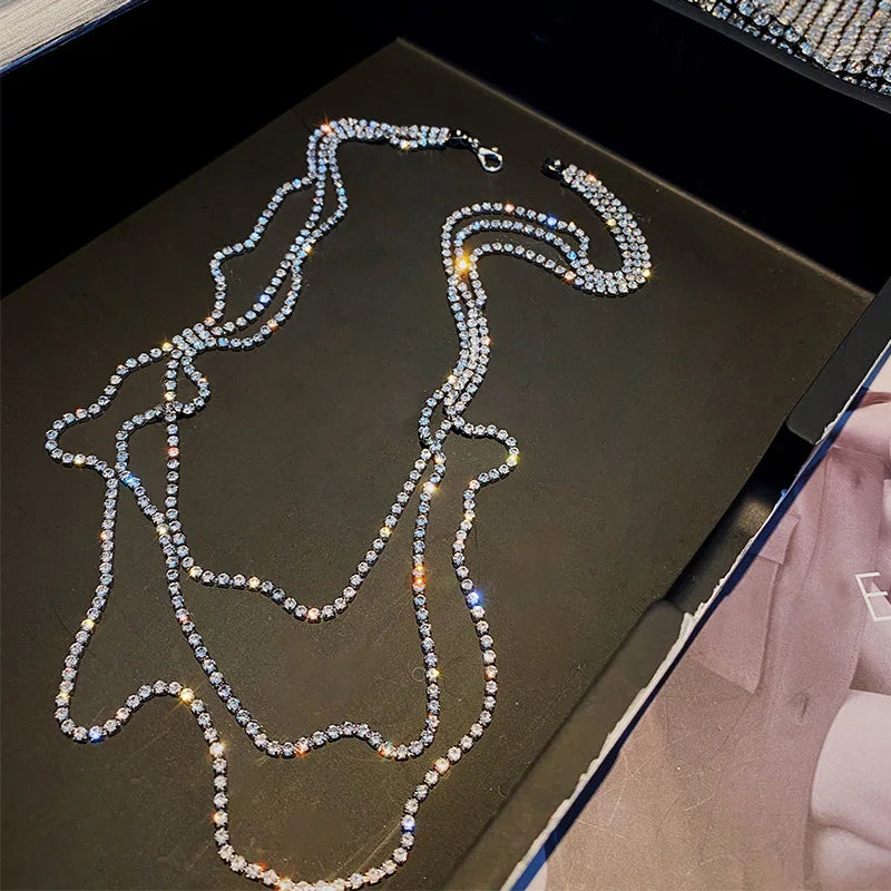 Pearl Rhinestone Bow Necklace for Women Fashion Light Luxury Niche Collarbone Chain Necklaces New Personality Jewelry Party K0