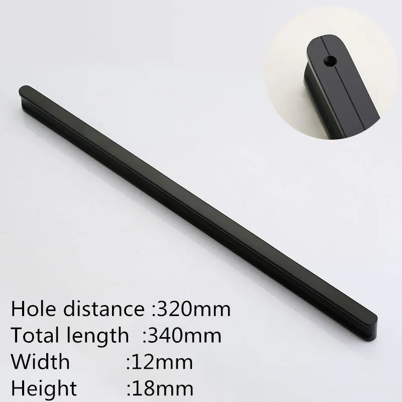 VARMSTUGA American Simple Black Aluminum Alloy Kitchen Cabinet Door Knobs and Handles Drawer Pulls Furniture Handle Hardware