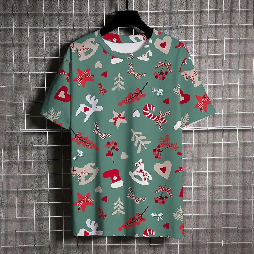 Kids Clothes Cartoon Christmas Santa Claus T Shirt Casual Short Sleeve T Shirts for Boys Girls 2-10y Christmas Gift for Children