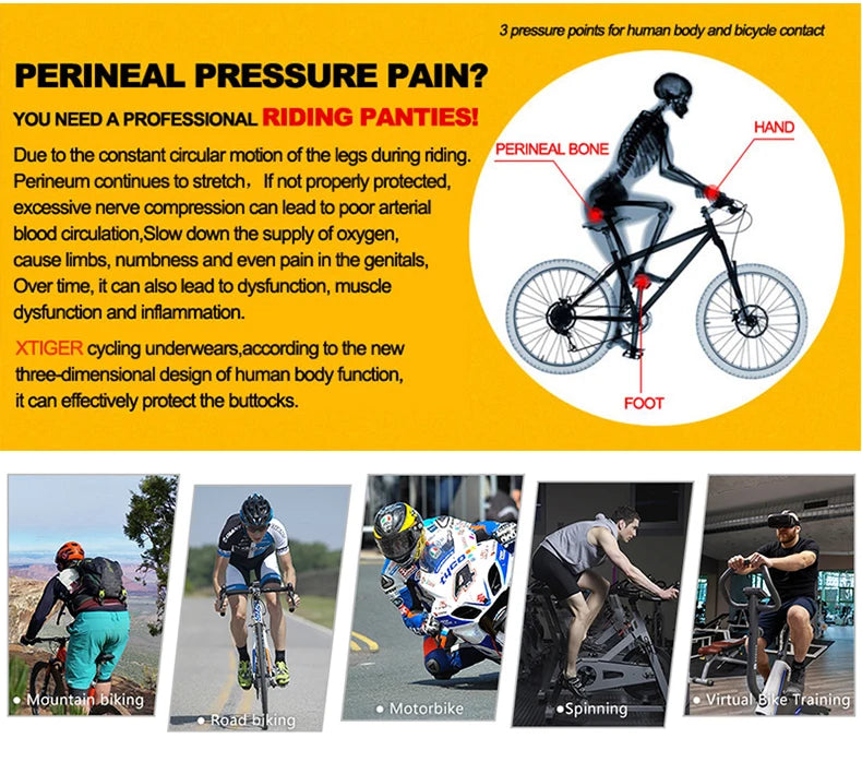 X-TIGER Cycling Underwear 5D Breathable Padded Gel Bike Shorts Men MTB Anti Slip Leg Grips Riding Cycling Shots Ciclismo