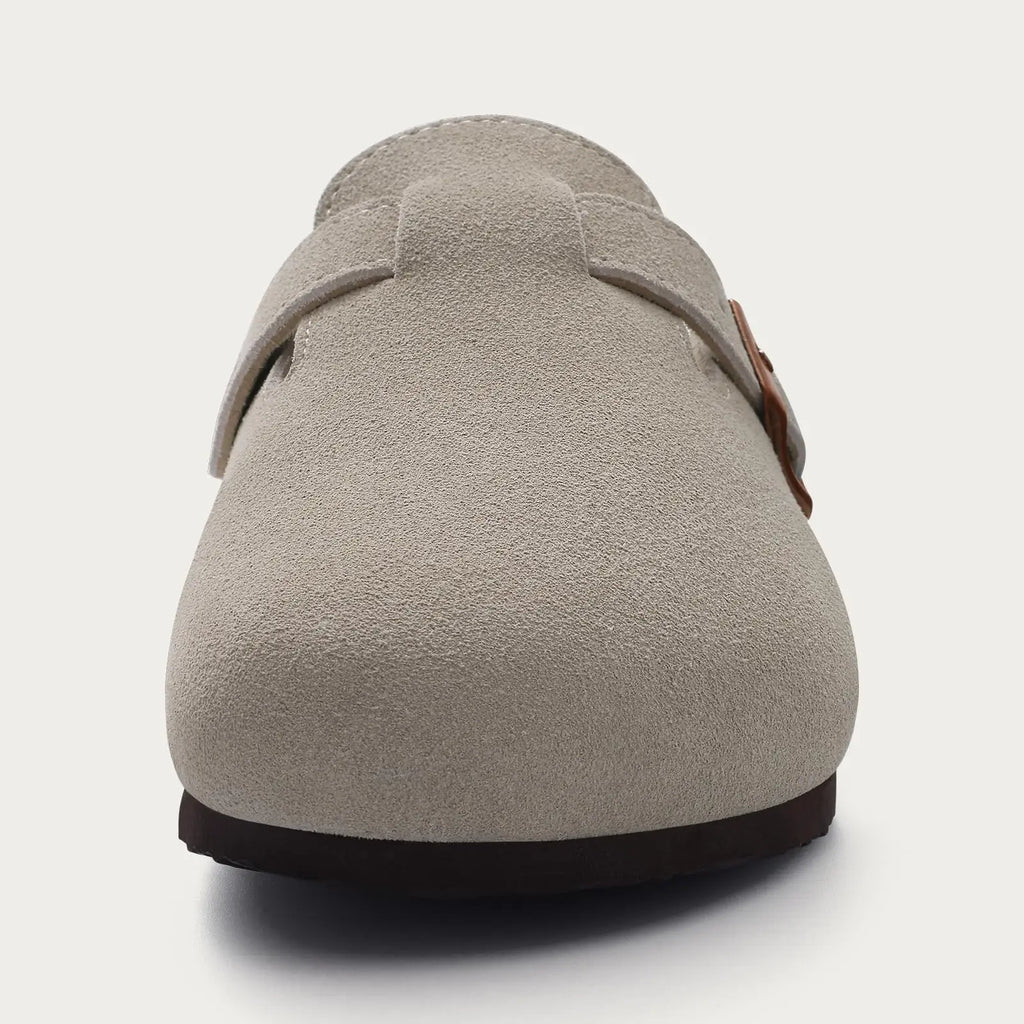 Kidmi Women's Genuine Suede Clogs Soft Footbed Leather Potato Shoes Comfort Slip On Clogs with Arch Support Fashion Home Slipper